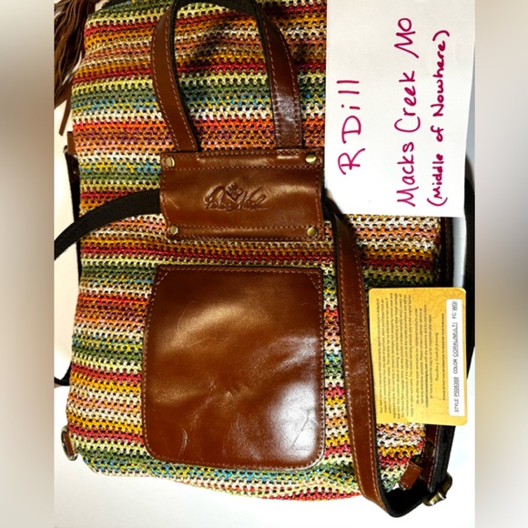 $229 ⭐️NEW Patricia Nash Luzille Spanish Multi Zig Zag Woven Crossbody Backpack - Picture 6 of 14